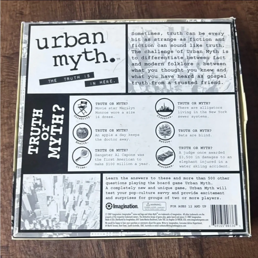 Urban Myth Board Game Trivia Facts Truth History
